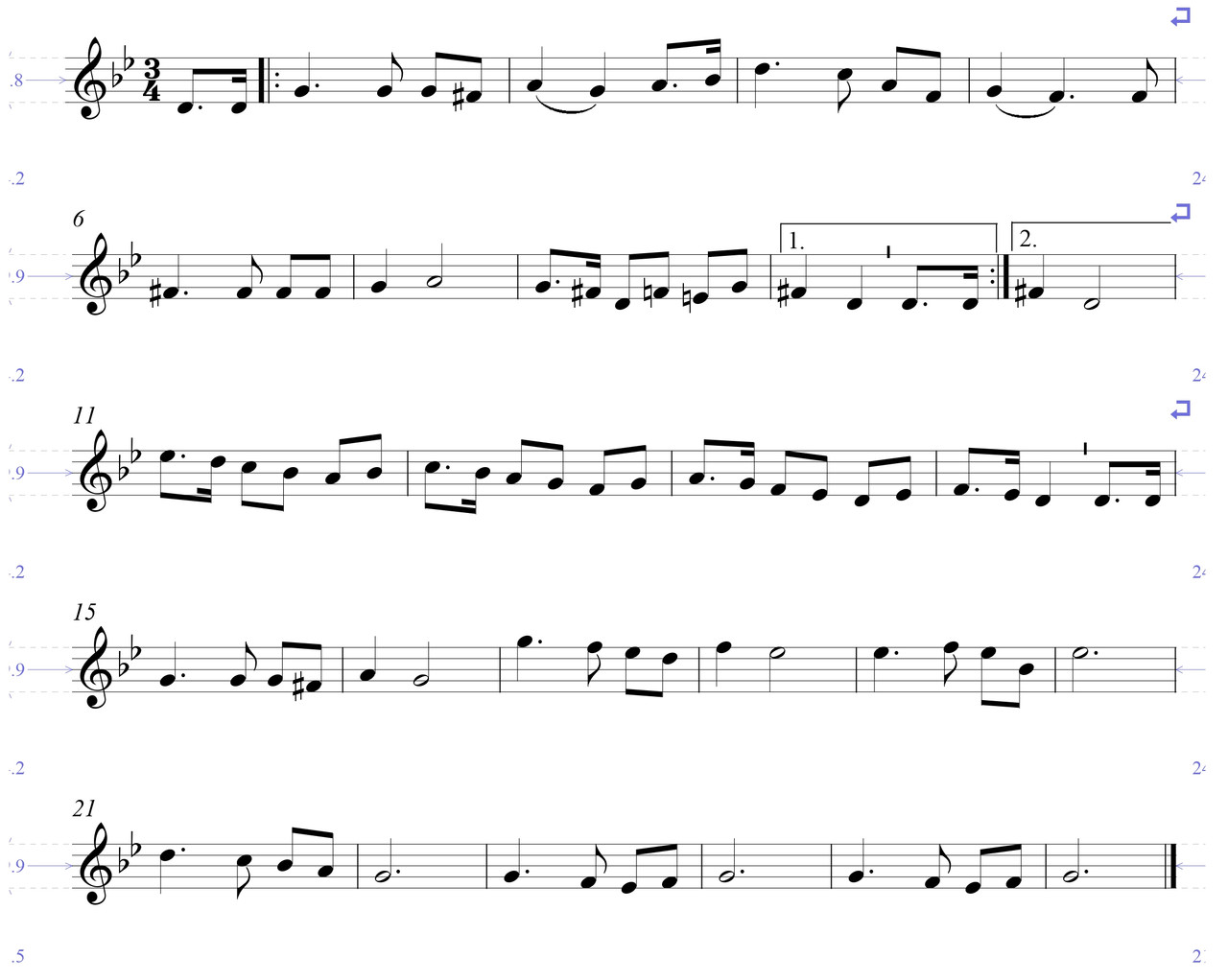Partitura del Arrorró popular canario.